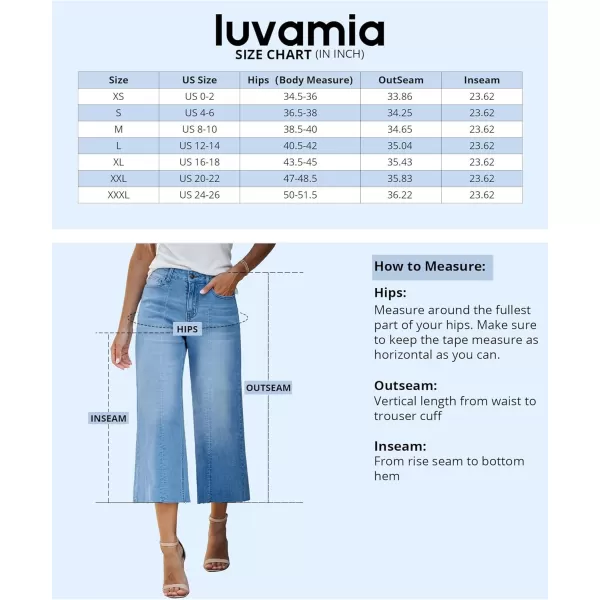 luvamia Wide Leg Capris Jeans for Women Trendy High Waisted Jean Capris Raw Hem Stretchy Denim Capri Cropped PantsBrilliant Blue