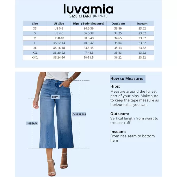 luvamia Wide Leg Capris Jeans for Women Trendy High Waisted Jean Capris Raw Hem Stretchy Denim Capri Cropped PantsClassic Blue