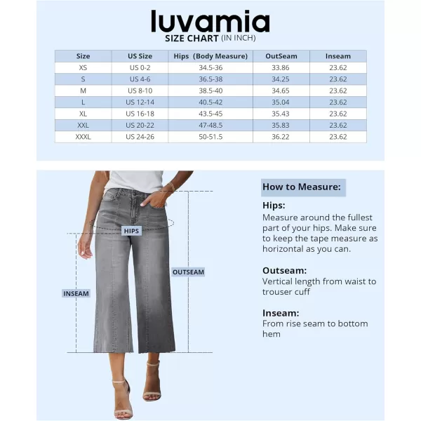 luvamia Wide Leg Capris Jeans for Women Trendy High Waisted Jean Capris Raw Hem Stretchy Denim Capri Cropped PantsGray