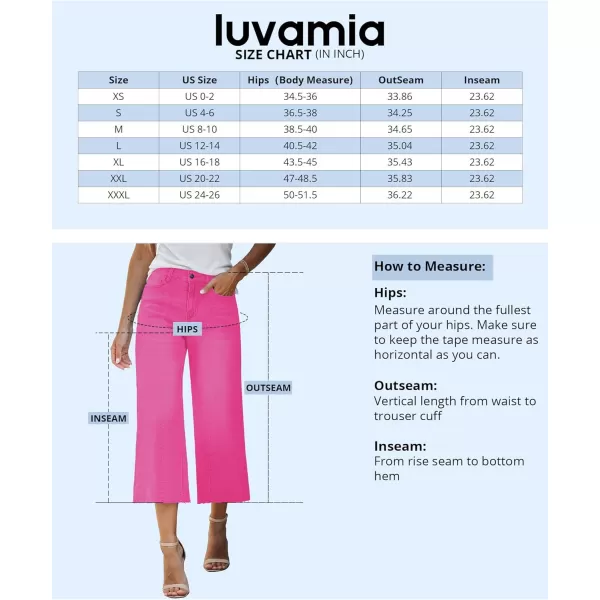 luvamia Wide Leg Capris Jeans for Women Trendy High Waisted Jean Capris Raw Hem Stretchy Denim Capri Cropped PantsHot Pink