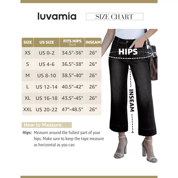 imageluvamia Wide Leg Jeans for Women Trendy High Waisted Flare Jeans Cropped Denim Pants Stretchy Baggy with Patch PocketsWashed Black