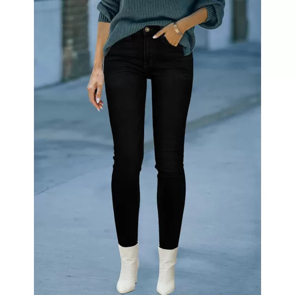 imageluvamia Womens Fleece Lined Jeans Winter Thermal Denim Jeggings Skinny High Waisted Stretch Warm LeggingsA Black