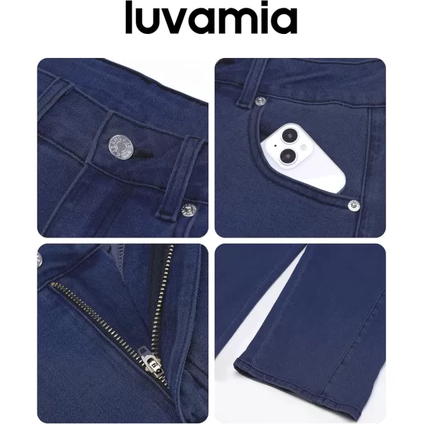 imageluvamia Barrel Jeans for Women High Waisted Trendy Baggy Stretch Denim Side Seamed Trouser Jeans Loose Fit Jean PantsDarkness Blue