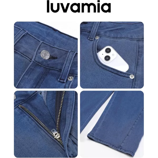 imageluvamia Barrel Jeans for Women High Waisted Trendy Baggy Stretch Denim Side Seamed Trouser Jeans Loose Fit Jean PantsMedium Blue