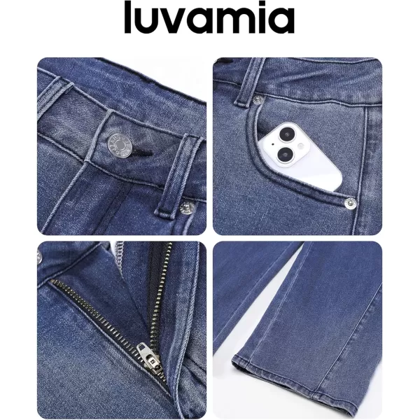 imageluvamia Barrel Jeans for Women High Waisted Trendy Baggy Stretch Denim Side Seamed Trouser Jeans Loose Fit Jean PantsReef Blue