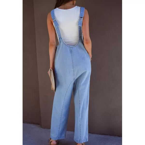 imageluvamia Jean Overalls for Women Sleeveless Denim Jumpsuit Casual Baggy Overall Jumpsuits Loose Fit Jumpers with PocketsBlue Breeze