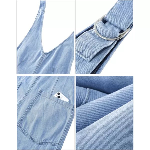 imageluvamia Jean Overalls for Women Sleeveless Denim Jumpsuit Casual Baggy Overall Jumpsuits Loose Fit Jumpers with PocketsBlue Breeze