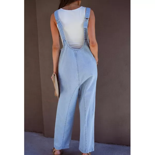 imageluvamia Jean Overalls for Women Sleeveless Denim Jumpsuit Casual Baggy Overall Jumpsuits Loose Fit Jumpers with PocketsIce Blue