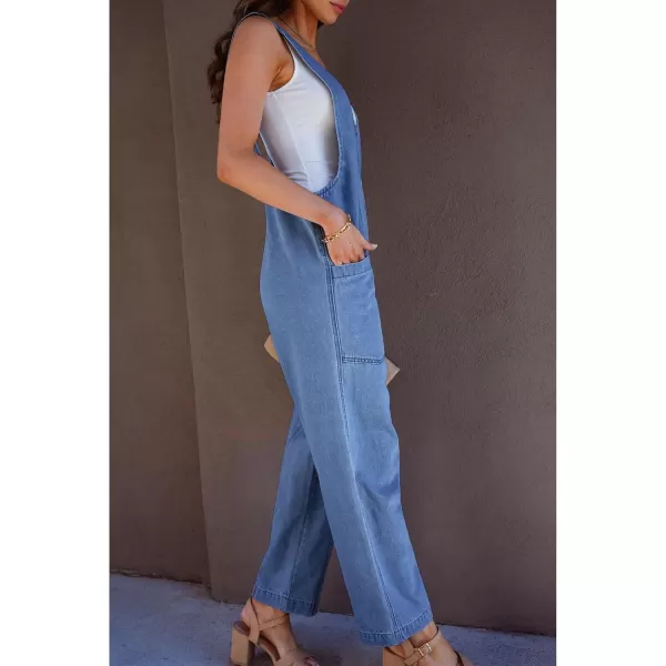 imageluvamia Jean Overalls for Women Sleeveless Denim Jumpsuit Casual Baggy Overall Jumpsuits Loose Fit Jumpers with PocketsMedium Blue