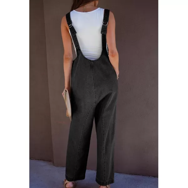 imageluvamia Jean Overalls for Women Sleeveless Denim Jumpsuit Casual Baggy Overall Jumpsuits Loose Fit Jumpers with PocketsWashed Black