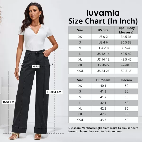 imageluvamia Wide Leg Jeans for Women Trendy High Waist Straight Leg Baggy Jeans Stretchy Denim Pants Trouser JeansFaded Black