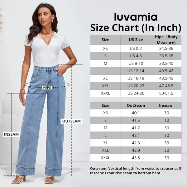 imageluvamia Wide Leg Jeans for Women Trendy High Waist Straight Leg Baggy Jeans Stretchy Denim Pants Trouser JeansLight Super Bleach