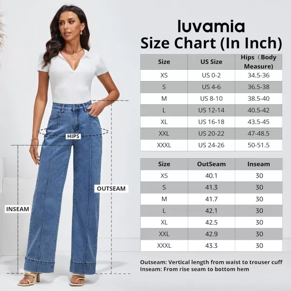 imageluvamia Wide Leg Jeans for Women Trendy High Waist Straight Leg Baggy Jeans Stretchy Denim Pants Trouser JeansMedium Blue