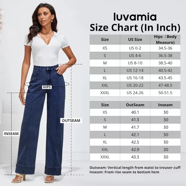 imageluvamia Wide Leg Jeans for Women Trendy High Waist Straight Leg Baggy Jeans Stretchy Denim Pants Trouser JeansNightfall Blue