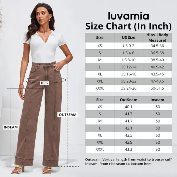 imageluvamia Wide Leg Jeans for Women Trendy High Waist Straight Leg Baggy Jeans Stretchy Denim Pants Trouser JeansPecan Brown