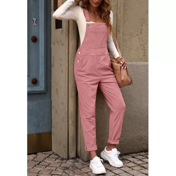 imageluvamia Corduroy Overalls for Women Adjustable Straps Fashion Bib Overall Jumpsuit with Pocket Tapered Leg Trendy 90sDusty Rose