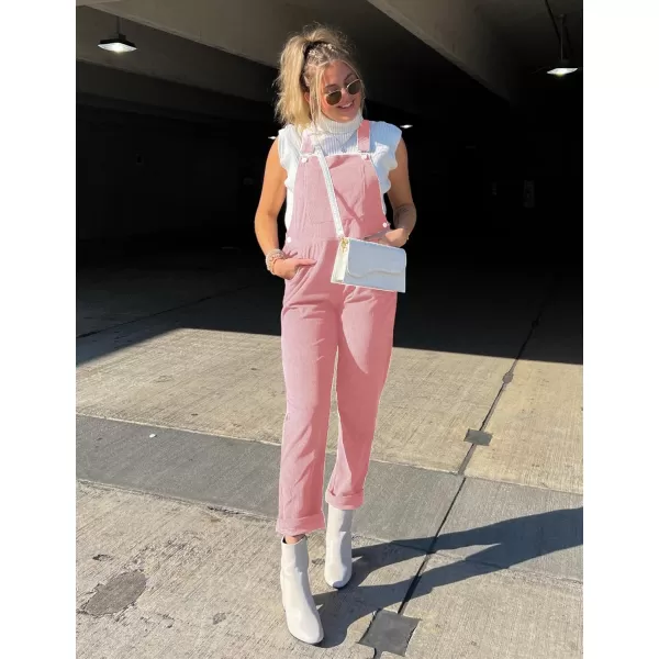 imageluvamia Corduroy Overalls for Women Adjustable Straps Fashion Bib Overall Jumpsuit with Pocket Tapered Leg Trendy 90sDusty Rose
