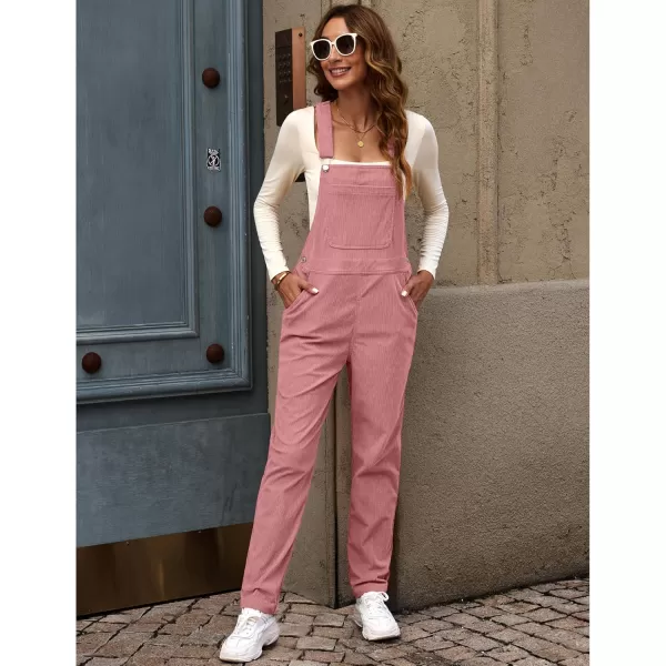 imageluvamia Corduroy Overalls for Women Adjustable Straps Fashion Bib Overall Jumpsuit with Pocket Tapered Leg Trendy 90sDusty Rose