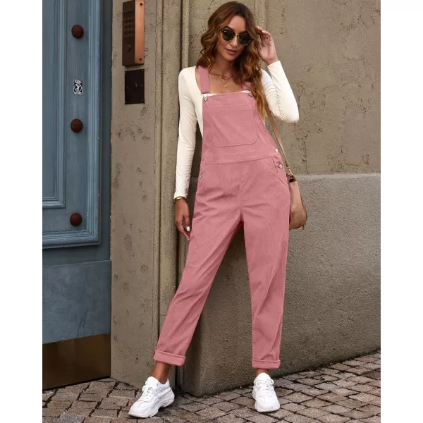 imageluvamia Corduroy Overalls for Women Adjustable Straps Fashion Bib Overall Jumpsuit with Pocket Tapered Leg Trendy 90sDusty Rose