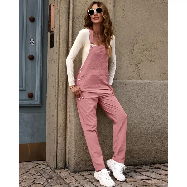 imageluvamia Corduroy Overalls for Women Adjustable Straps Fashion Bib Overall Jumpsuit with Pocket Tapered Leg Trendy 90sDusty Rose