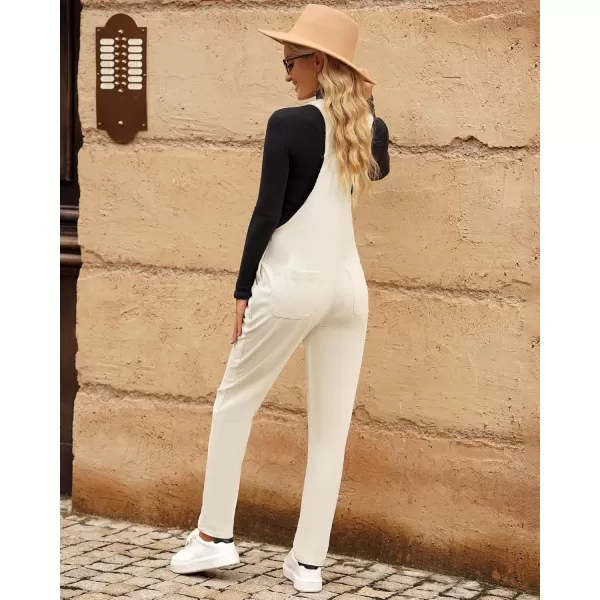 imageluvamia Corduroy Overalls for Women Adjustable Straps Fashion Bib Overall Jumpsuit with Pocket Tapered Leg Trendy 90sVanilla