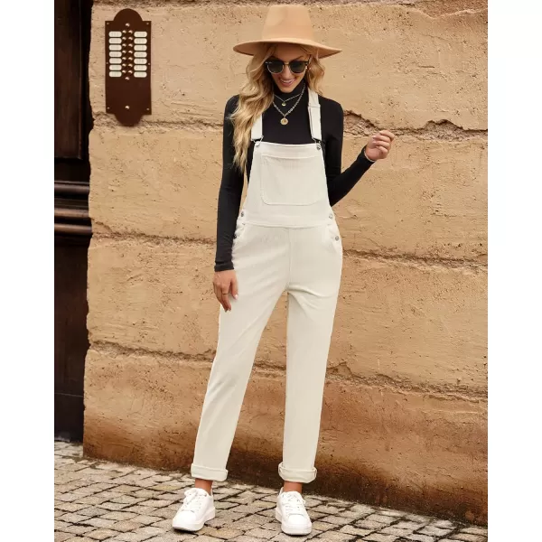 imageluvamia Corduroy Overalls for Women Adjustable Straps Fashion Bib Overall Jumpsuit with Pocket Tapered Leg Trendy 90sVanilla