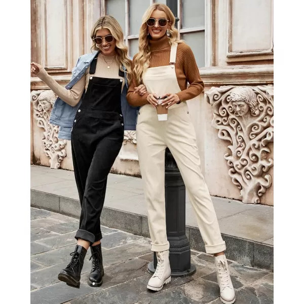 imageluvamia Corduroy Overalls for Women Adjustable Straps Fashion Bib Overall Jumpsuit with Pocket Tapered Leg Trendy 90sVanilla