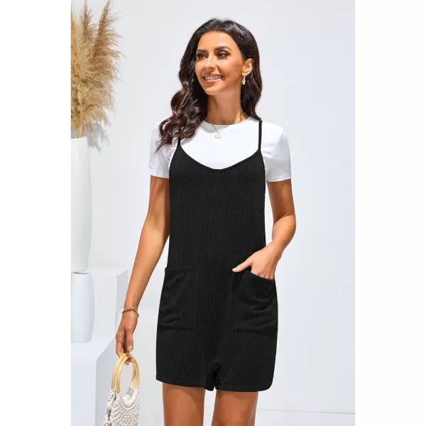 imageluvamia Rompers for Women Sleeveless Summer Short Jumpsuits Adjustable Straps Overall Shorts Resort Wear Vacation OutfitBlack