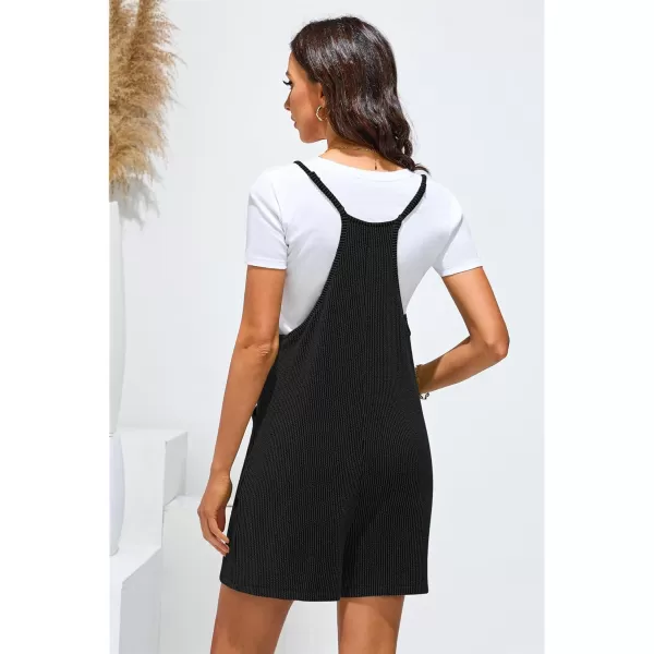 imageluvamia Rompers for Women Sleeveless Summer Short Jumpsuits Adjustable Straps Overall Shorts Resort Wear Vacation OutfitBlack