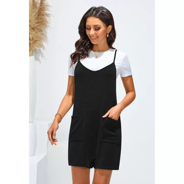 imageluvamia Rompers for Women Sleeveless Summer Short Jumpsuits Adjustable Straps Overall Shorts Resort Wear Vacation OutfitBlack