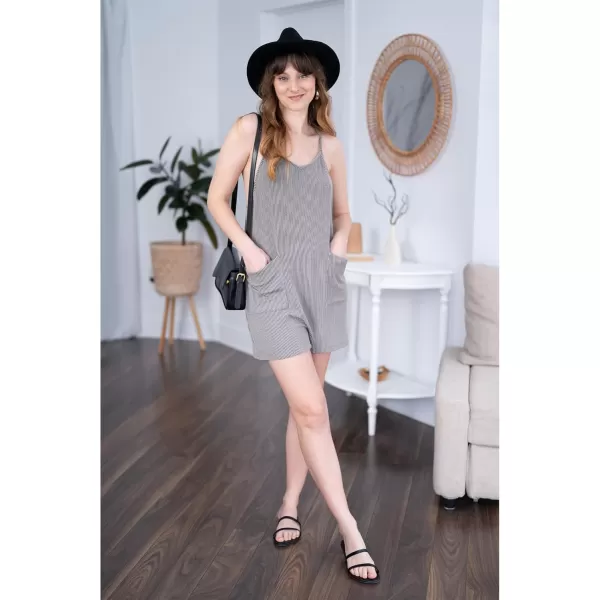 imageluvamia Rompers for Women Sleeveless Summer Short Jumpsuits Adjustable Straps Overall Shorts Resort Wear Vacation OutfitGray