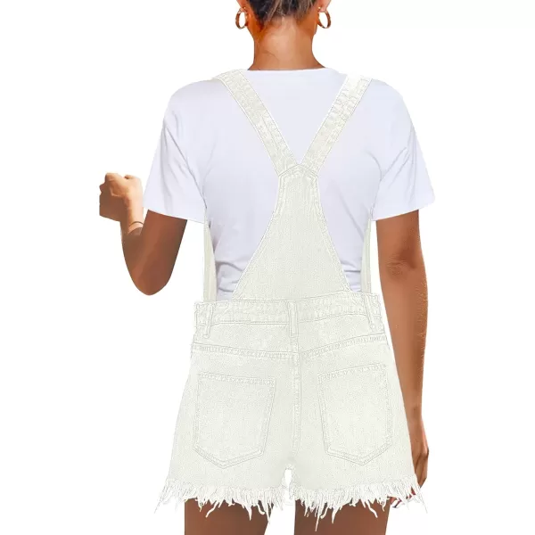 imageluvamia Womens Ripped Short Overalls Adjustable Denim Bib Overall Shorts RomperA Brilliant White