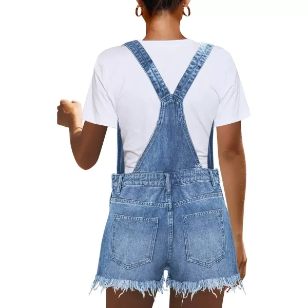 imageluvamia Womens Ripped Short Overalls Adjustable Denim Bib Overall Shorts RomperBlue Tides