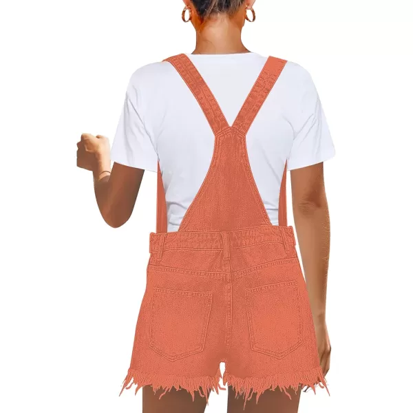 imageluvamia Womens Ripped Short Overalls Adjustable Denim Bib Overall Shorts RomperCarnelian Brown