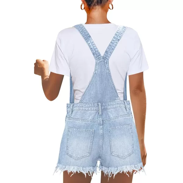 imageluvamia Womens Ripped Short Overalls Adjustable Denim Bib Overall Shorts RomperCool Blue