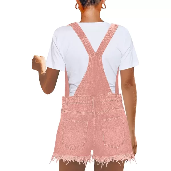 imageluvamia Womens Ripped Short Overalls Adjustable Denim Bib Overall Shorts RomperMellow Rose