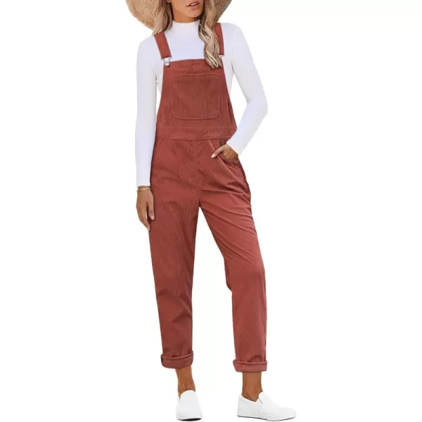 imageluvamia Corduroy Overalls for Women Adjustable Straps Fashion Bib Overall Jumpsuit with Pocket Tapered Leg Trendy 90sApricot Brandy