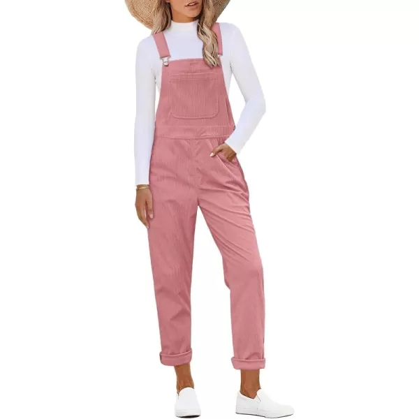 imageluvamia Corduroy Overalls for Women Adjustable Straps Fashion Bib Overall Jumpsuit with Pocket Tapered Leg Trendy 90sDusty Rose