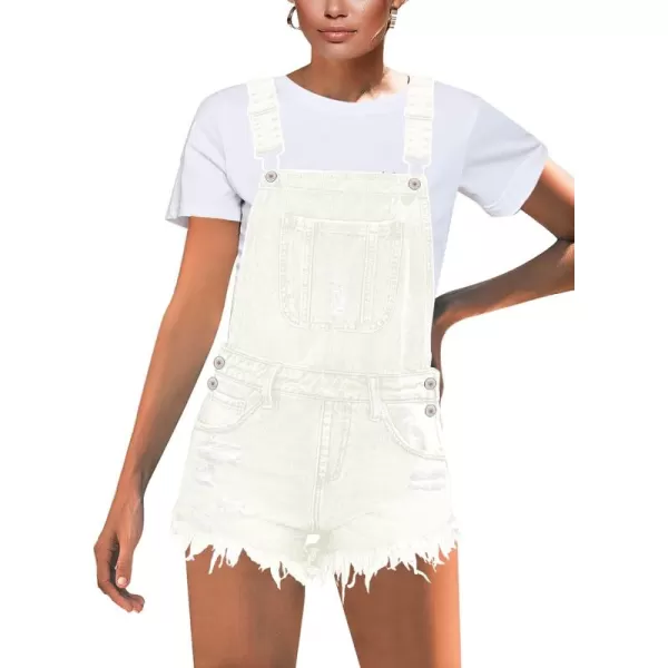 imageluvamia Womens Ripped Short Overalls Adjustable Denim Bib Overall Shorts RomperA Brilliant White