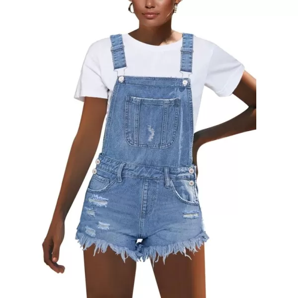 imageluvamia Womens Ripped Short Overalls Adjustable Denim Bib Overall Shorts RomperBlue Tides