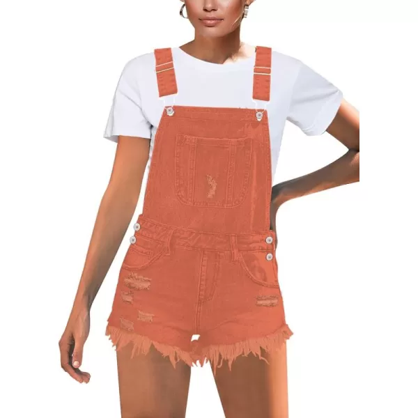 imageluvamia Womens Ripped Short Overalls Adjustable Denim Bib Overall Shorts RomperCarnelian Brown