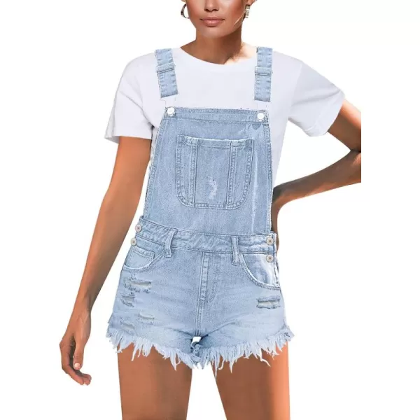 imageluvamia Womens Ripped Short Overalls Adjustable Denim Bib Overall Shorts RomperCool Blue