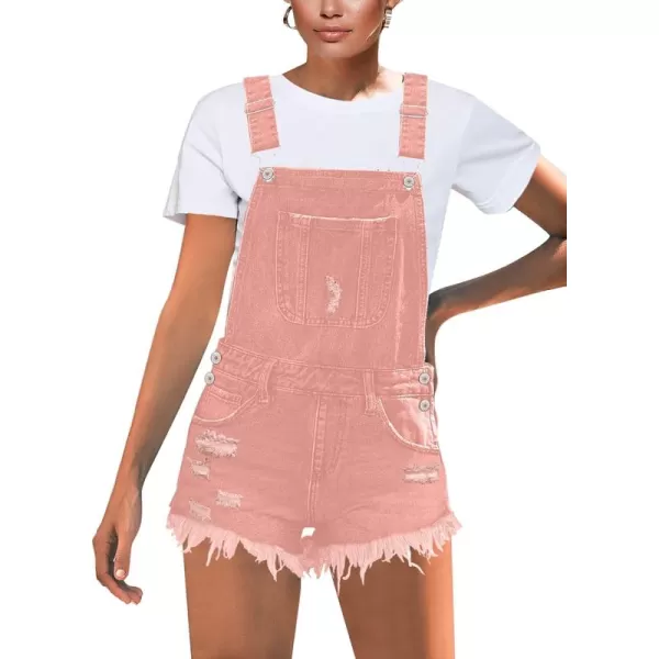 imageluvamia Womens Ripped Short Overalls Adjustable Denim Bib Overall Shorts RomperMellow Rose