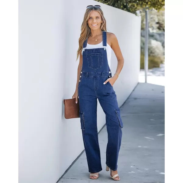 imageluvamia Cargo Jean Overalls for Women Wide Leg Bib Utility Stretchy Denim Jumpsuit Overall Loose 90s TrendyBright Cobalt Blue