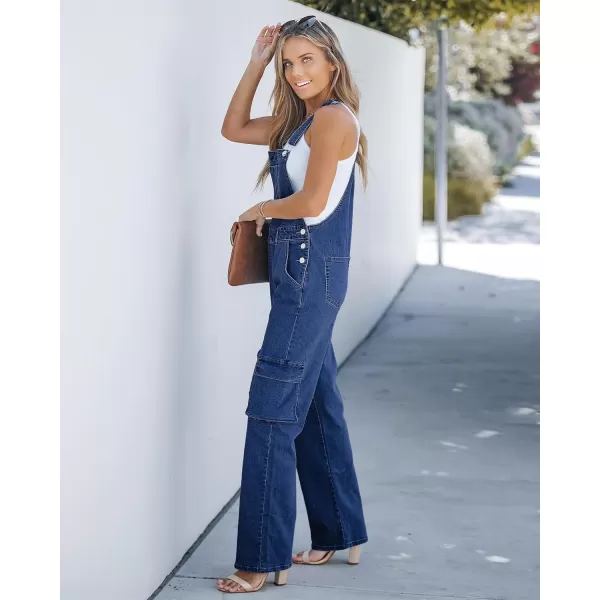 imageluvamia Cargo Jean Overalls for Women Wide Leg Bib Utility Stretchy Denim Jumpsuit Overall Loose 90s TrendyBright Cobalt Blue