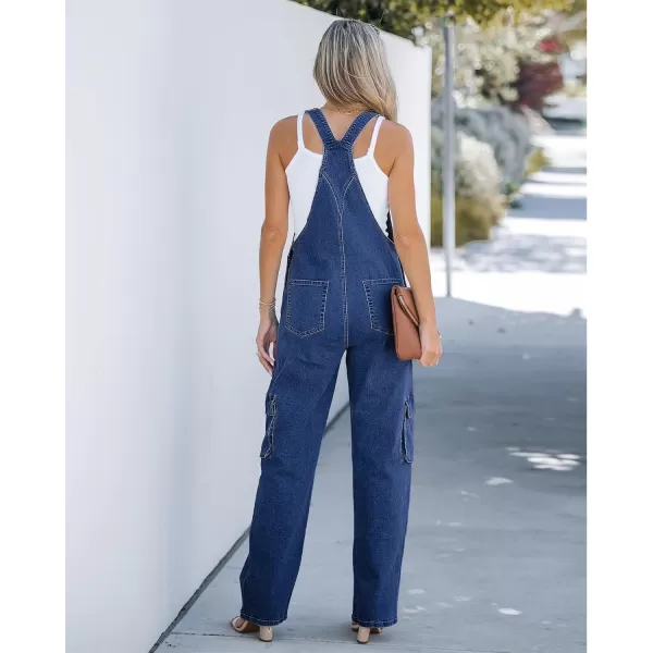 imageluvamia Cargo Jean Overalls for Women Wide Leg Bib Utility Stretchy Denim Jumpsuit Overall Loose 90s TrendyBright Cobalt Blue