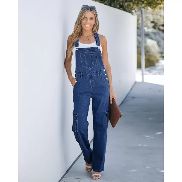 imageluvamia Cargo Jean Overalls for Women Wide Leg Bib Utility Stretchy Denim Jumpsuit Overall Loose 90s TrendyBright Cobalt Blue