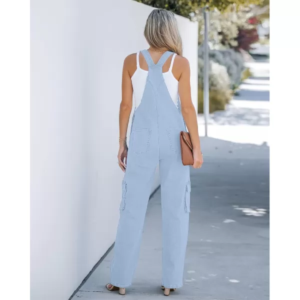 imageluvamia Cargo Jean Overalls for Women Wide Leg Bib Utility Stretchy Denim Jumpsuit Overall Loose 90s TrendyCool Blue