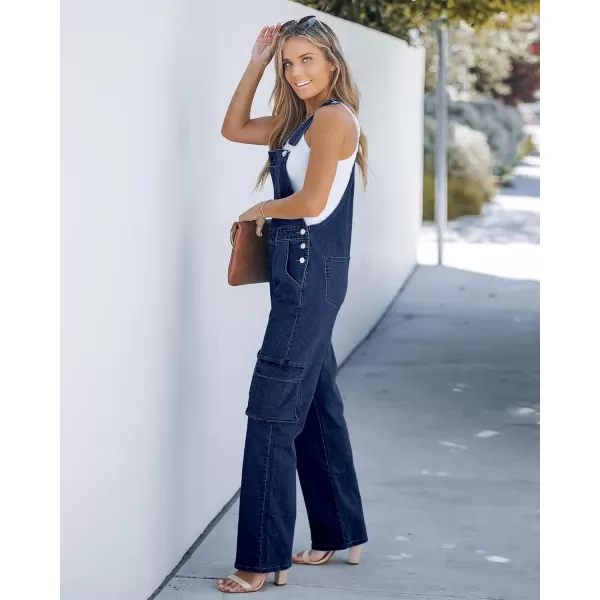 imageluvamia Cargo Jean Overalls for Women Wide Leg Bib Utility Stretchy Denim Jumpsuit Overall Loose 90s TrendyDark Blue