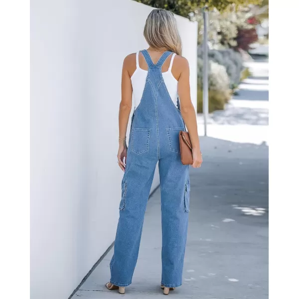 imageluvamia Cargo Jean Overalls for Women Wide Leg Bib Utility Stretchy Denim Jumpsuit Overall Loose 90s TrendyMedium Blue